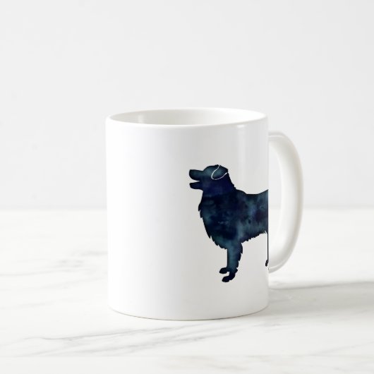 Australian Shepherd Black Watercolor Silhouette Kaffeetasse (VorderseiteRechts)
