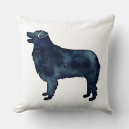 Australian Shepherd Black Watercolor Silhouette Kissen