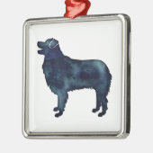 Australian Shepherd Black Watercolor Silhouette Silbernes Ornament (Links)