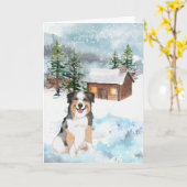 Australian Shepherd (Blue) Christmas Card Karte (Gelbe Blume)