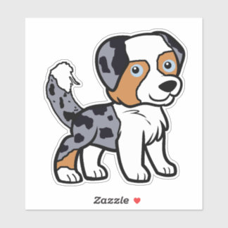 Australian Shepherd Blue Merle Cartoon with Tail  Aufkleber