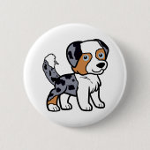 Australian Shepherd Blue Merle Cartoon with Tail Button (Vorderseite)