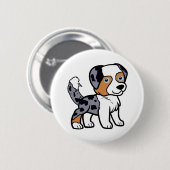 Australian Shepherd Blue Merle Cartoon with Tail Button (Vorne & Hinten)