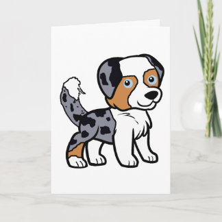 Australian Shepherd Blue Merle Cartoon with Tail Karte
