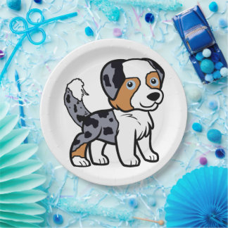 Australian Shepherd Blue Merle Cartoon with Tail Pappteller