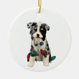 Australian Shepherd Blue Merle Tricolor Keramik Ornament