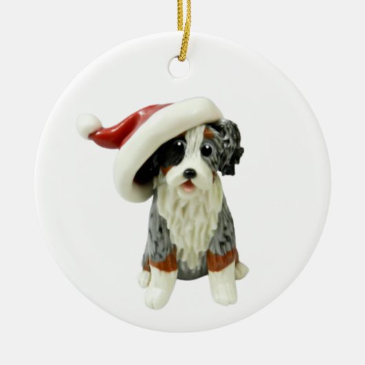 Australian Shepherd Blue Merle Tricolor Keramik  Ornament (Vorne)