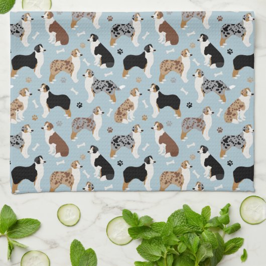 Australian Shepherd Bones and Paws Kittuch Geschirrtuch (Gefaltet)