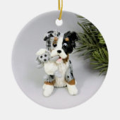 Australian Shepherd Bue Merle Keramik Ornament (Vorne)
