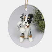 Australian Shepherd Bue Merle Keramik Ornament (Links)