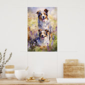 Australian Shepherd bunte Aquarellkunst Poster (Küche)