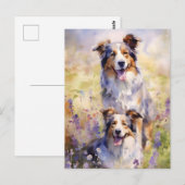 Australian Shepherd bunte Aquarellkunst Postkarte (Vorne/Hinten)
