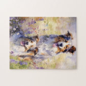 Australian Shepherd bunte Aquarellkunst Puzzle (Horizontal)
