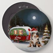 Australian Shepherd Caravan Christmas Adventure Button (Vorne & Hinten)