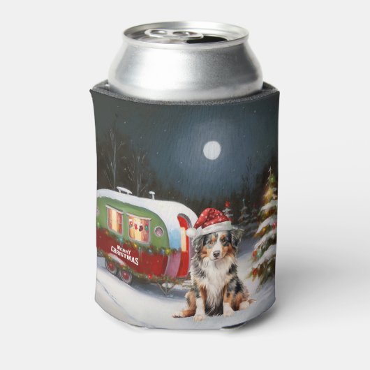 Australian Shepherd Caravan Christmas Adventure Dosenkühler (Kanne Rückseite)