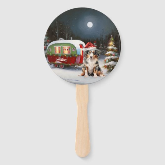 Australian Shepherd Caravan Christmas Adventure Fächer (Vorderseite)