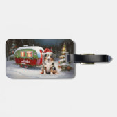 Australian Shepherd Caravan Christmas Adventure Gepäckanhänger (Rückseite horizontal)