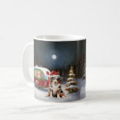 Australian Shepherd Caravan Christmas Adventure Kaffeetasse (Vorderseite Links)