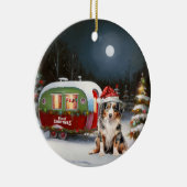 Australian Shepherd Caravan Christmas Adventure Keramik Ornament (Rechts)