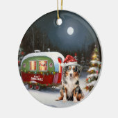 Australian Shepherd Caravan Christmas Adventure Keramik Ornament (Links)