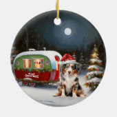 Australian Shepherd Caravan Christmas Adventure Keramik Ornament (Hinten)