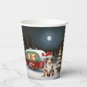 Australian Shepherd Caravan Christmas Adventure Pappbecher (Rückseite)