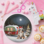 Australian Shepherd Caravan Christmas Adventure Pappteller (Party)