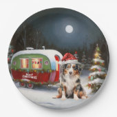 Australian Shepherd Caravan Christmas Adventure Pappteller (Vorderseite)