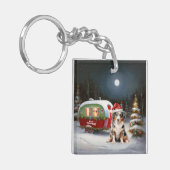 Australian Shepherd Caravan Christmas Adventure Schlüsselanhänger (Vorderseite links)