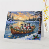 Australian Shepherd Christmas Boat Holiday Karte (Gelbe Blume)