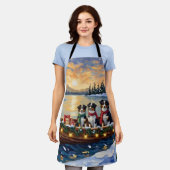 Australian Shepherd Christmas Boat Holiday Schürze (Getragen)