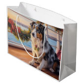 Australian Shepherd Christmas Cruise: Pawsome Große Geschenktüte (Rückseite Schrägansicht)