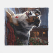Australian Shepherd Christmas Festive Season Fleecedecke (Vorderseite (Horizontal))