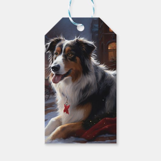 Australian Shepherd Christmas Festive Season Geschenkanhänger (Vorderseite)