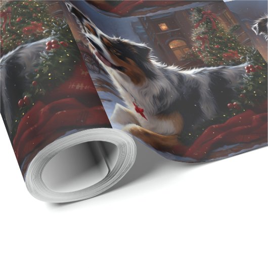 Australian Shepherd Christmas Festive Season Geschenkpapier (Rolleneckpunkt)