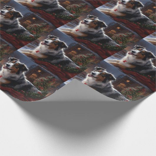 Australian Shepherd Christmas Festive Season Geschenkpapier (Ecke)