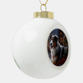 Australian Shepherd Christmas Festive Season Keramik Kugel-Ornament (Links)