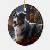 Australian Shepherd Christmas Festive Season Keramik Ornament (Links)