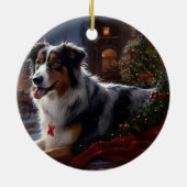 Australian Shepherd Christmas Festive Season Keramik Ornament (Hinten)