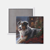 Australian Shepherd Christmas Festive Season Magnet (Vorderseite/Rückseite)