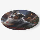 Australian Shepherd Christmas Festive Season Pappteller (Schrägansicht)