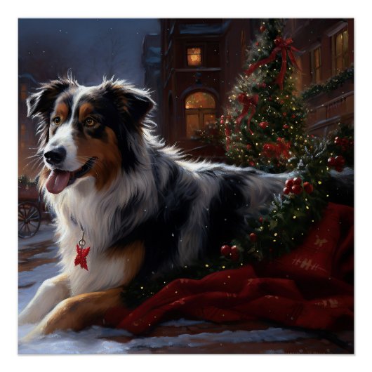 Australian Shepherd Christmas Festive Season Poster (Vorderseite)