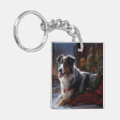 Australian Shepherd Christmas Festive Season Schlüsselanhänger (Vorderseite links)