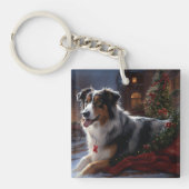 Australian Shepherd Christmas Festive Season Schlüsselanhänger (Vorderseite)