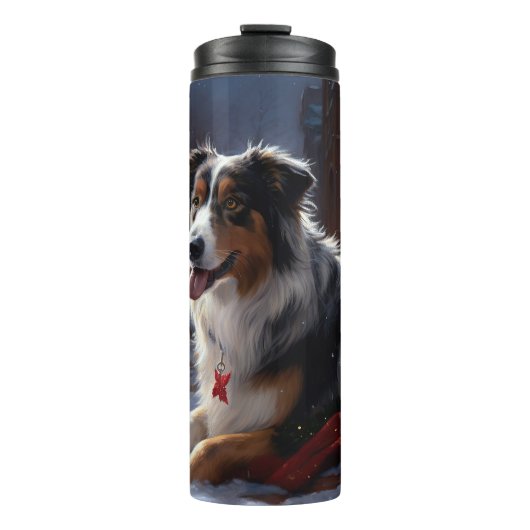 Australian Shepherd Christmas Festive Season Thermosbecher (Vorderseite)