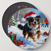 Australian Shepherd Christmas Festive Snow Scene Button (Vorne & Hinten)