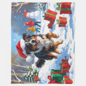 Australian Shepherd Christmas Festive Snow Scene Fleecedecke (Vorderseite)