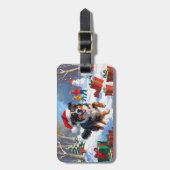 Australian Shepherd Christmas Festive Snow Scene Gepäckanhänger (Vorderseite vertikal)