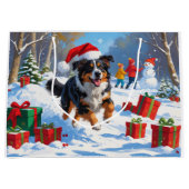 Australian Shepherd Christmas Festive Snow Scene Große Geschenktüte (Vorderseite)