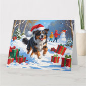 Australian Shepherd Christmas Festive Snow Scene Karte (Vorderseite)